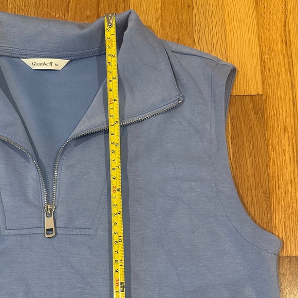 Glamaker | Women’s Periwinkle/Blue Sleeveless Zip-Up Top and Shorts Set - Picture 4 of 14